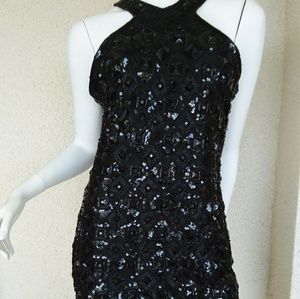 VINTAGE Evening Black Beaded Dress